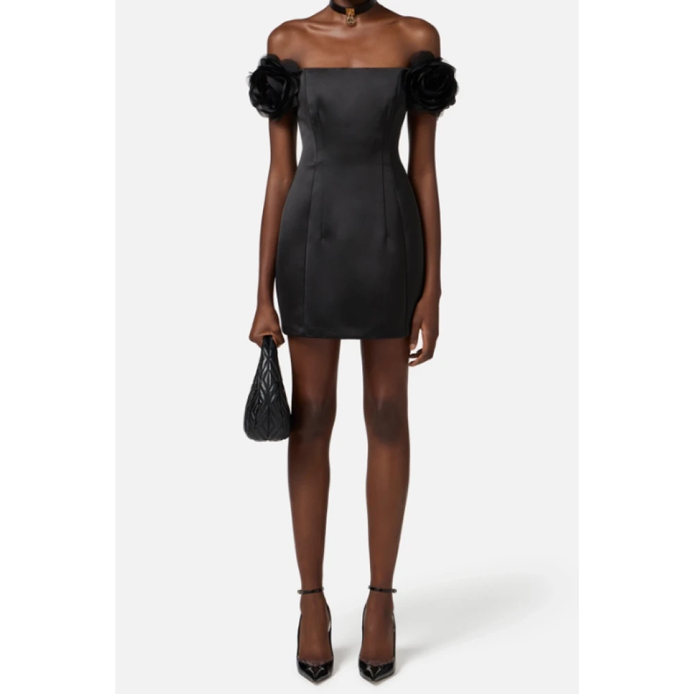 Elisabetta Franchi Zwarte Hertogin Jurk met Open Schouders Black Dames
