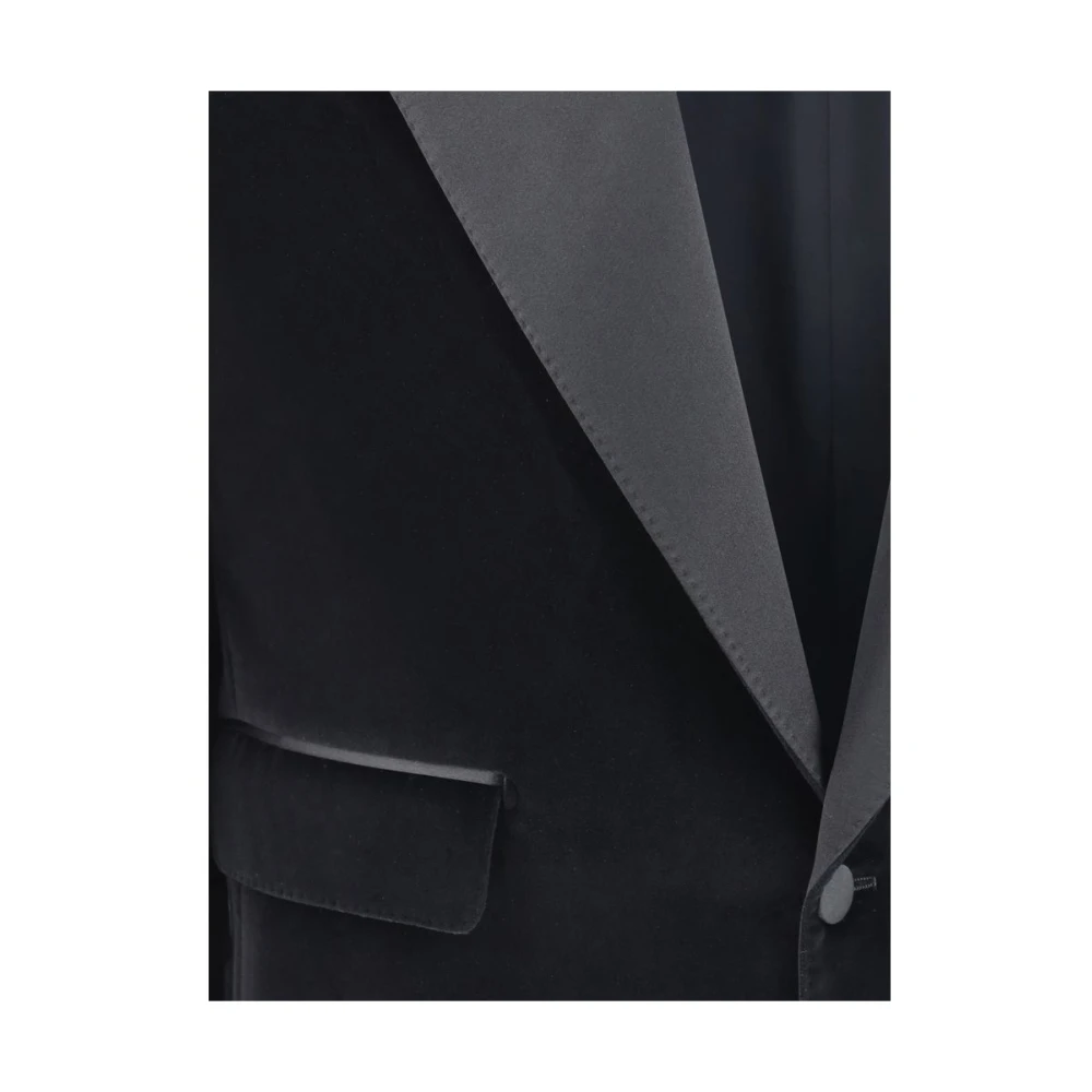Dolce & Gabbana Fluweel Blazerjas met Revers Black Heren