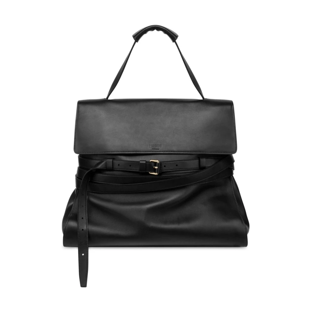 Moschino Zwarte Schoudertas met Korrelige Textuur Black Dames