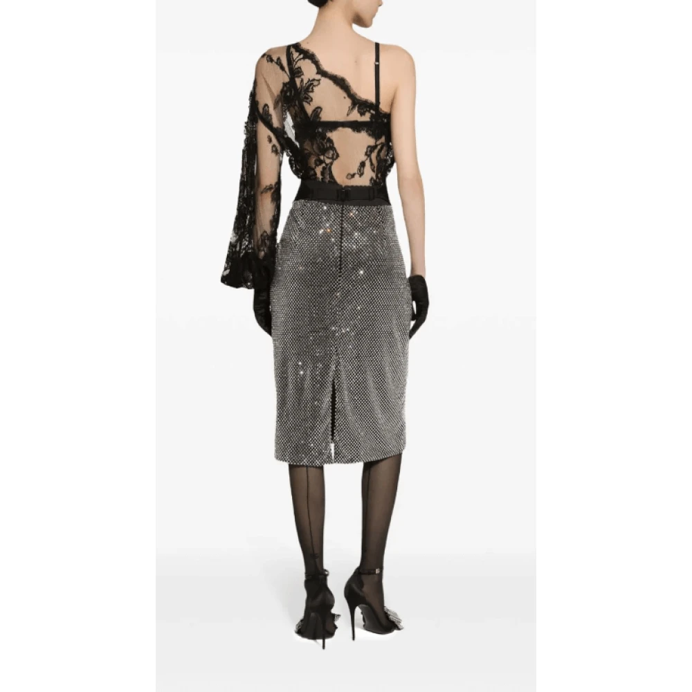 Dolce & Gabbana Kristalversierde knielange rok Gray Dames