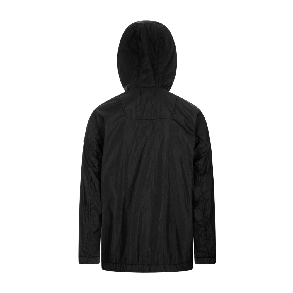 Stone Island Zwarte Nylon Hoodie Jas Black Heren