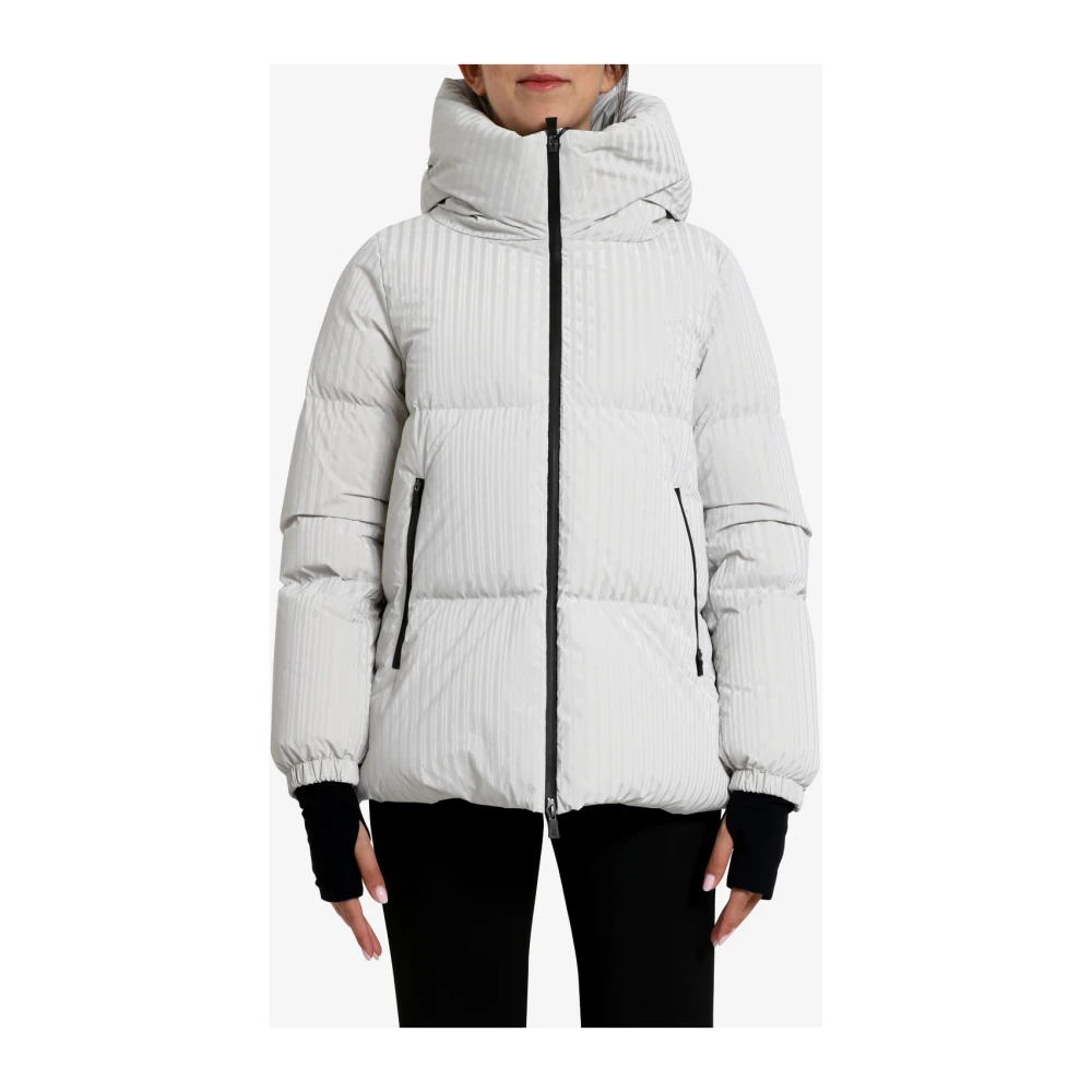 Herno Velvet Effect Hooded Down Jacket Gray Dames