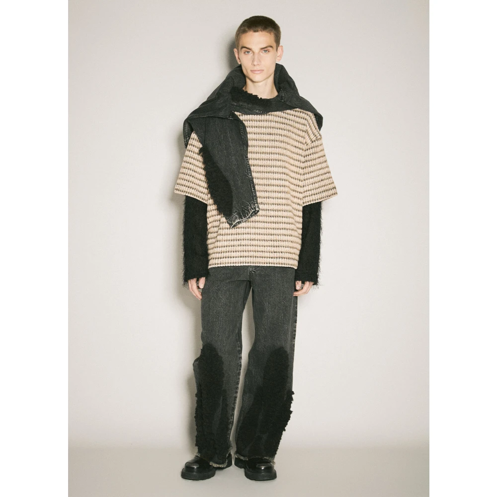 Song for the Mute Fuzzy Sleeve Double-Layered Sweater Beige Heren