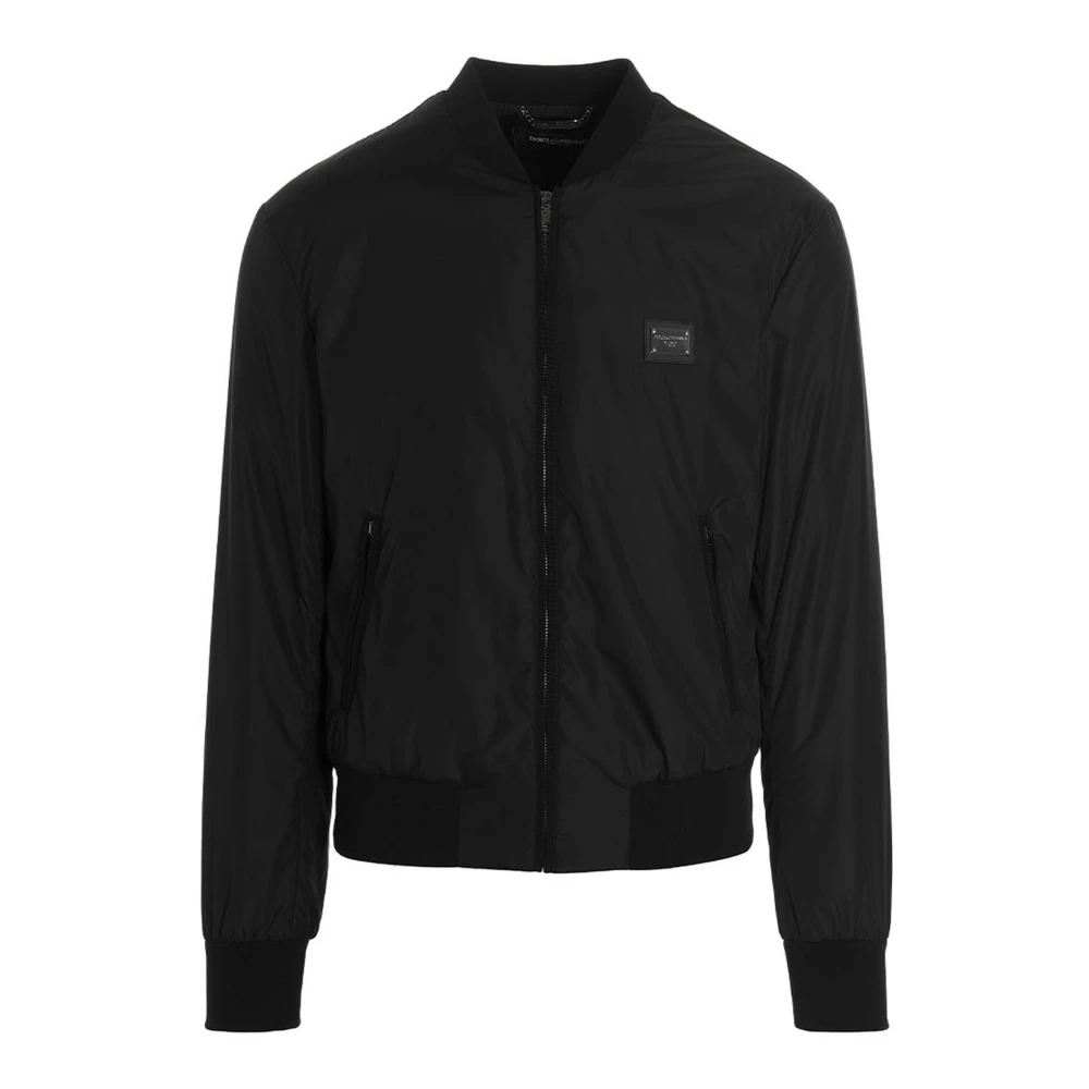 Dolce & Gabbana Mannelijk Zwart Jassen Heren, L, Nylon, Giubbotto Nylon Jacket