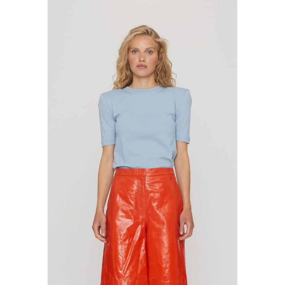 Remain Birger Christensen Klassiek Katoenen T-Shirt Blue Dames