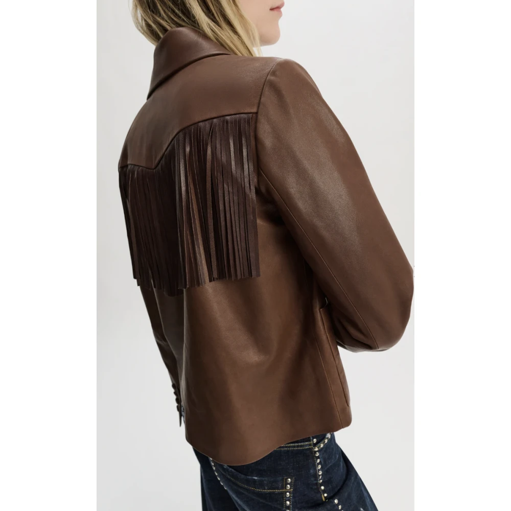 dorothee schumacher Westerse Stijl Franje Leren Jas Brown Dames