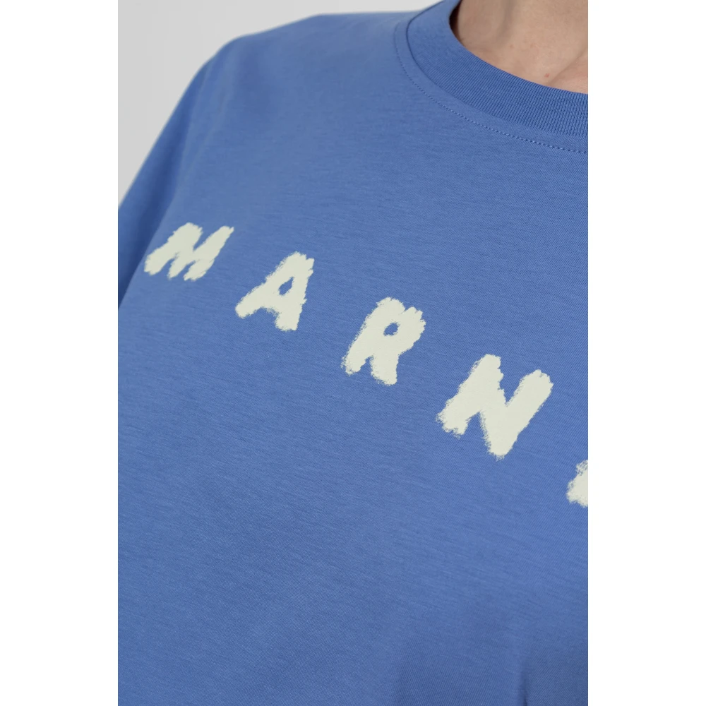 Marni T-shirt met logo Blue Dames