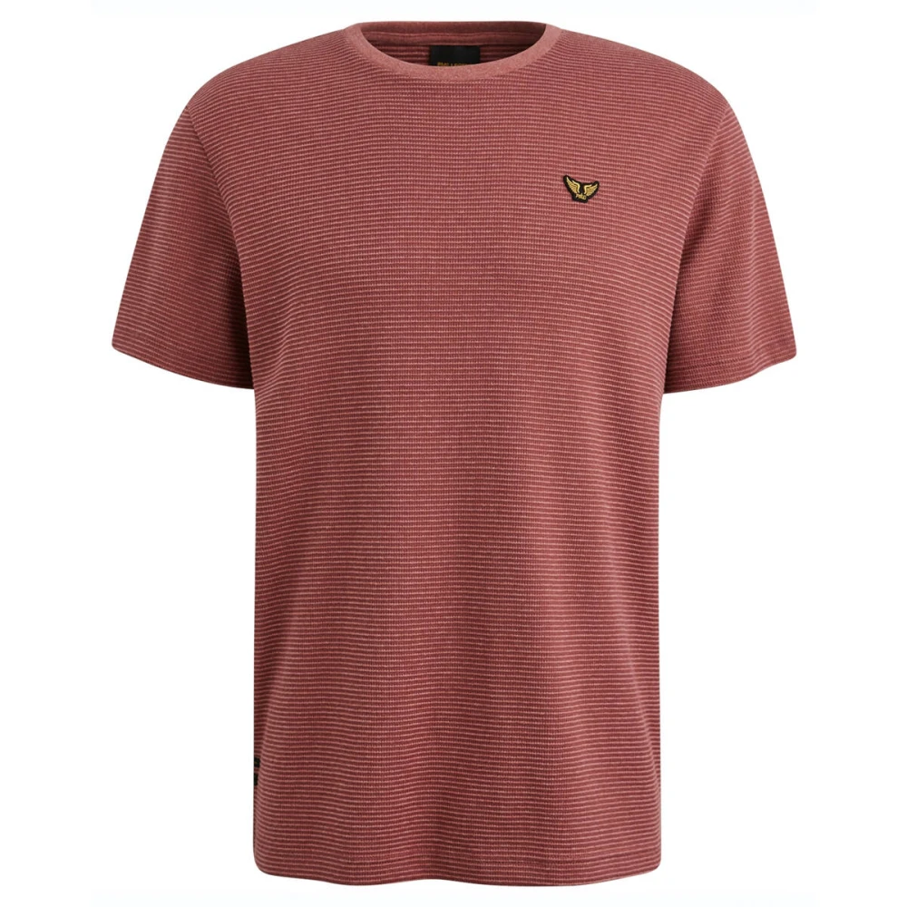 PME Legend Gestreept Kortemouw T-shirt met Textuur Brown Heren