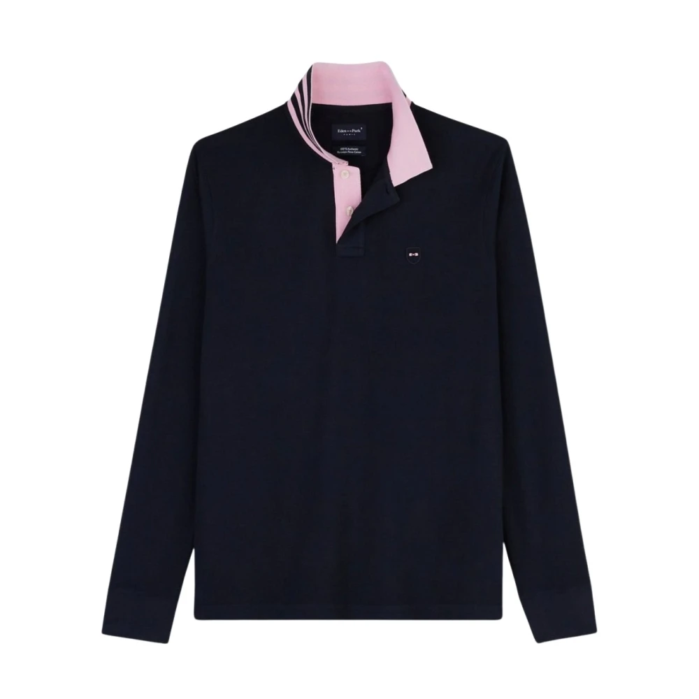Eden Park Polo met Contrasterende Kraag en Lange Mouwen Blue Heren