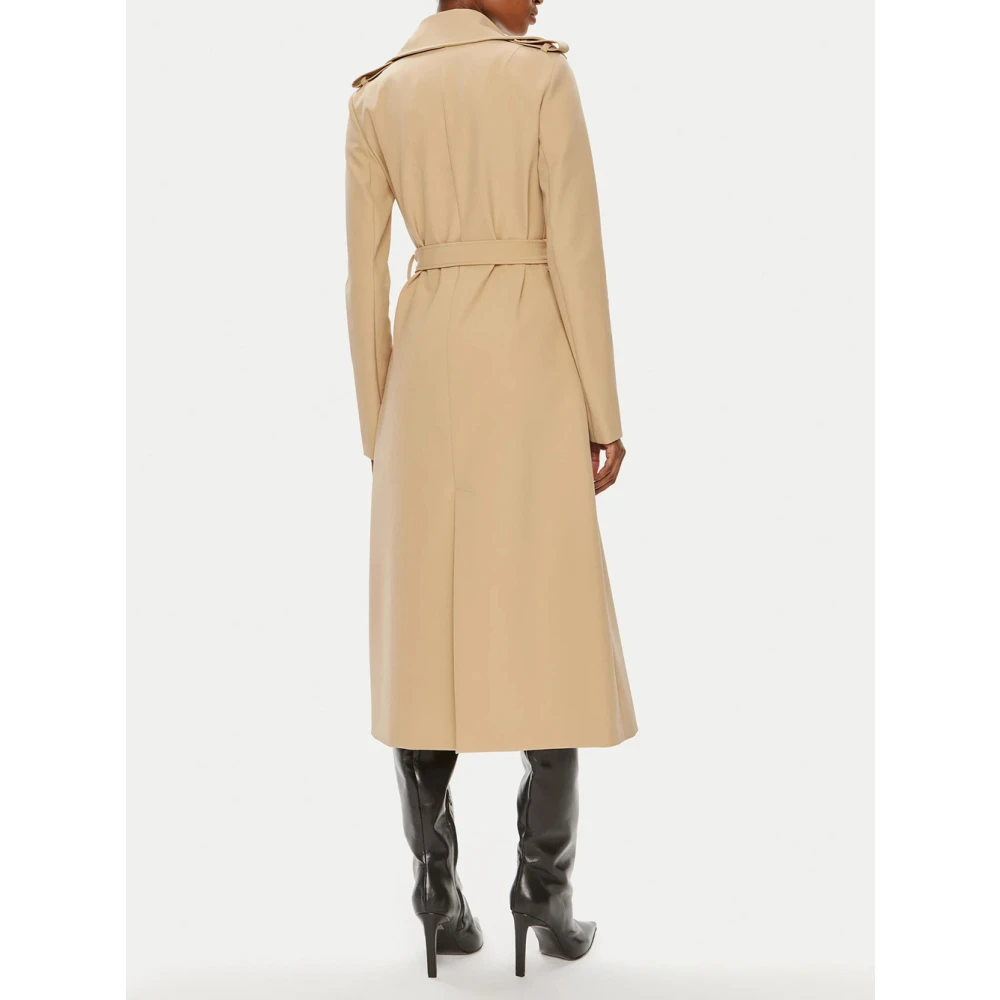 PATRIZIA PEPE Beige Trenchcoat met Fly Buckle Brown Dames
