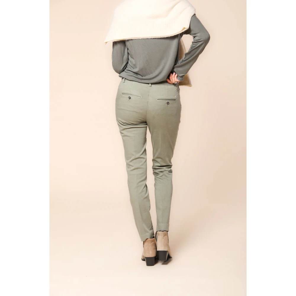 Mason's Slim Chino Broek New York Stijl Green Dames