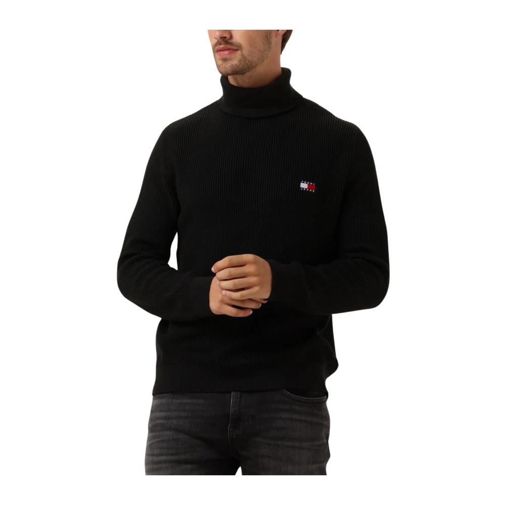 Tommy Jeans Slim Badge Rollneck Sweater Black Heren