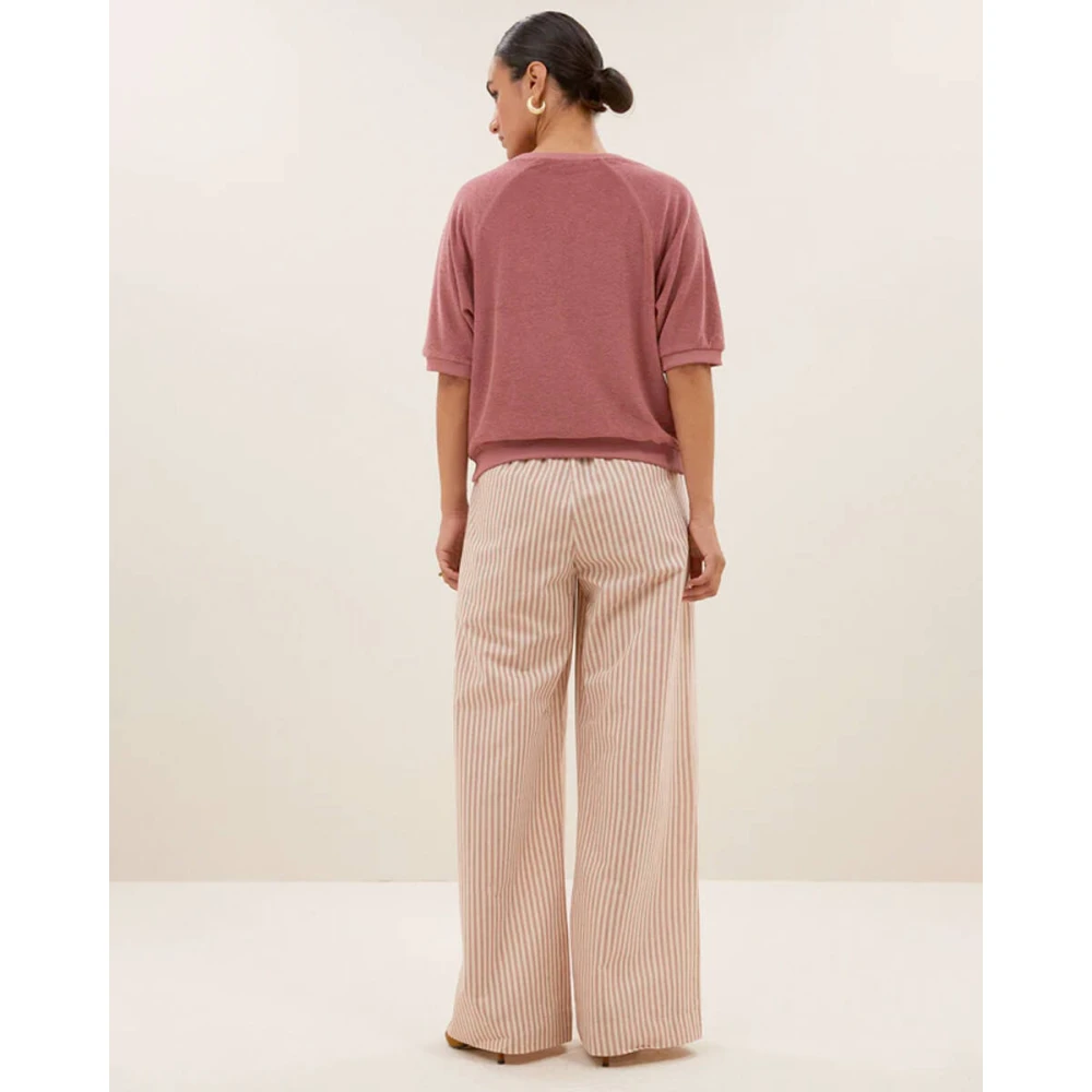 By-Bar Korte Mouw Slub Top Purple Dames