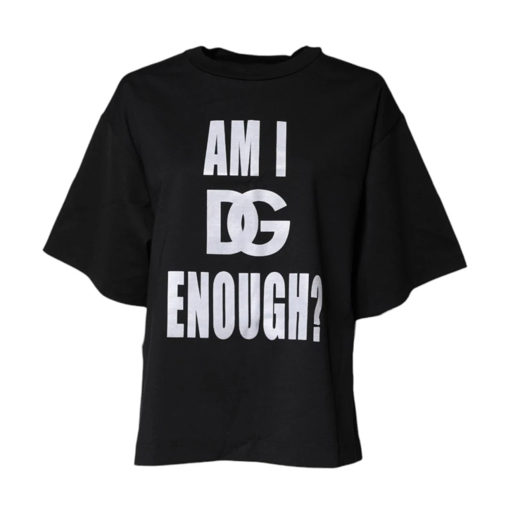 Dolce & Gabbana Women's Black Logo Print Crew Neck Tee