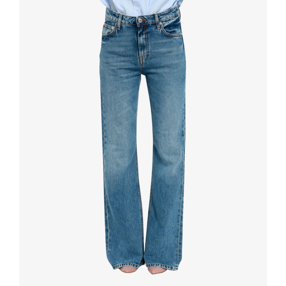 Roy Roger's Flare Denim Jeans met Mid-rise Taille Blue Dames