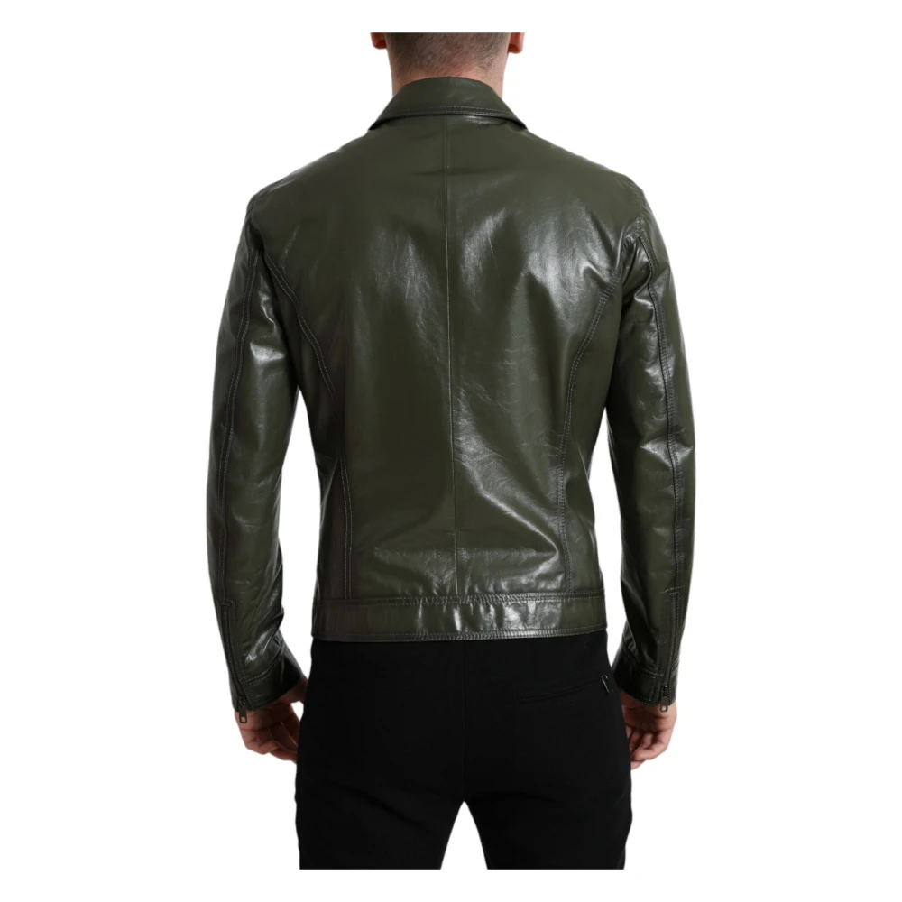 Dolce & Gabbana Leather Jackets Green Heren