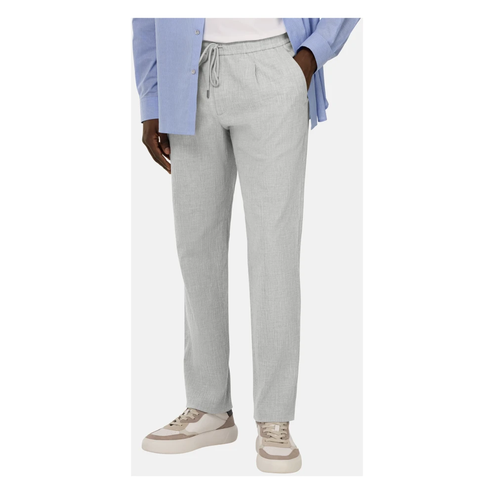 Boggi Milano City Broek van Stretch Seersucker Gray Heren