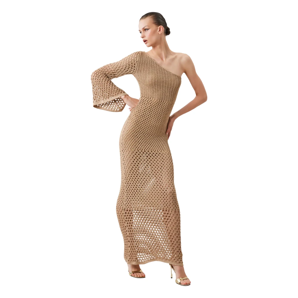 Simona Corsellini Women's Beige Knitted Dresses, M, Monospalla Knit Dress