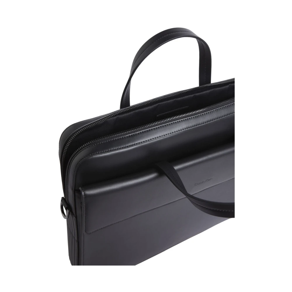 Calvin Klein Zwarte Verticale Lijnen Laptoptas Black Heren
