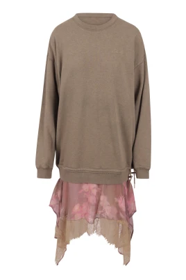 Sweatshirtklänning med tyll och spetskjol
