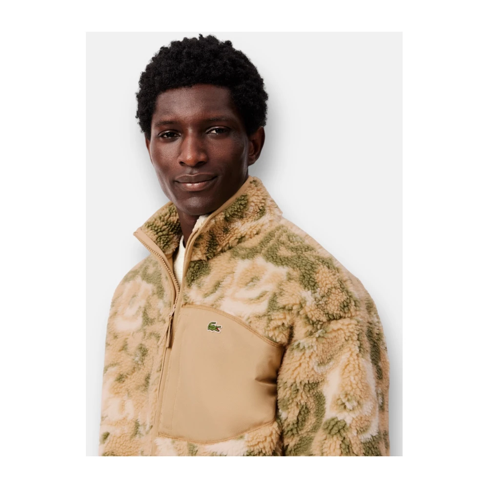 Lacoste Bloemenpatroon Rits Fleece Jas Beige Heren
