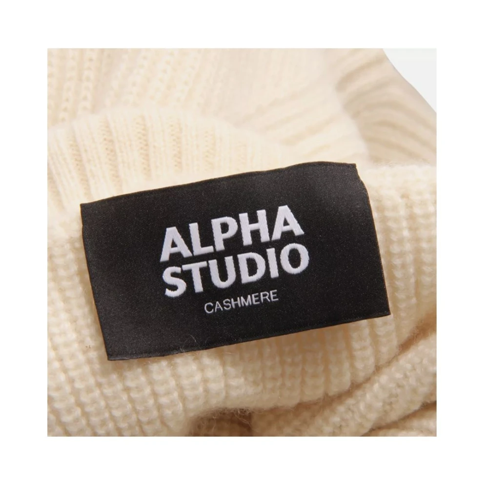 Alpha Studio Kasjmier Coltrui met geribbeld borduurwerk White Heren