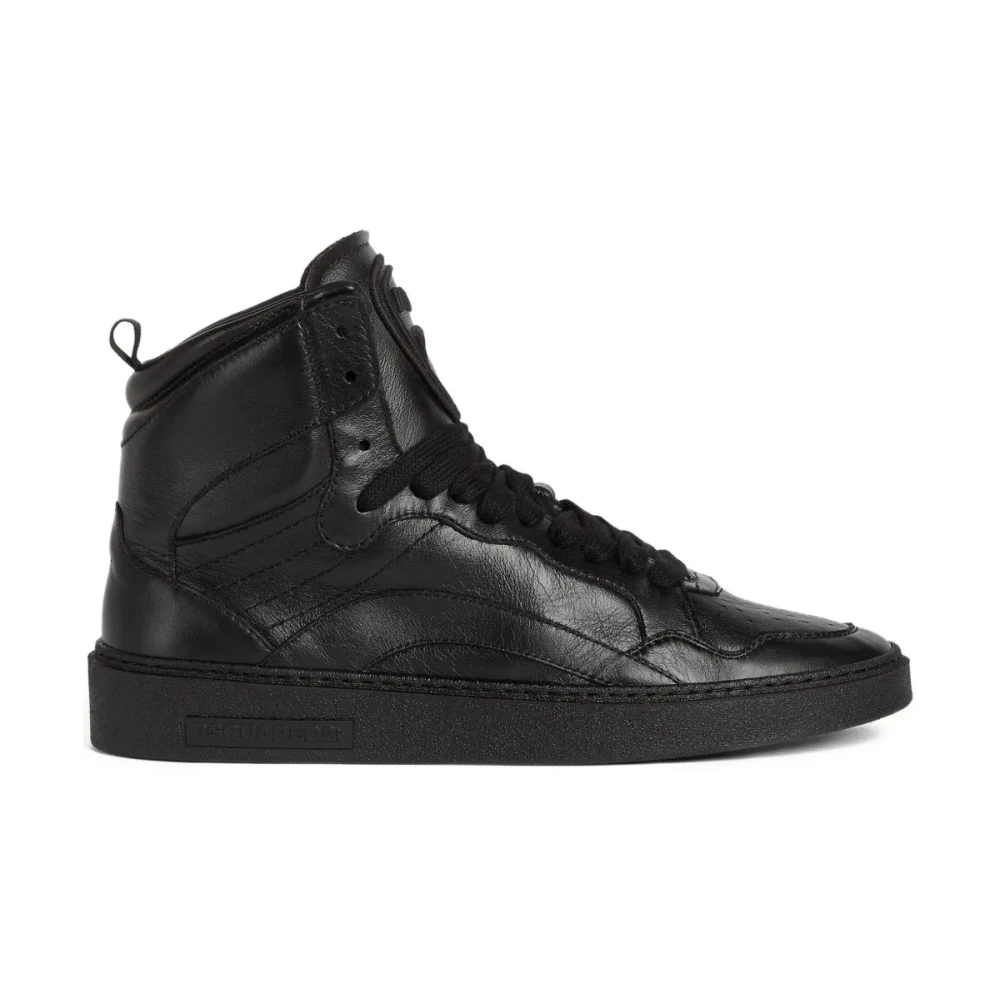 Dsquared2 Zwarte Leren Sneakers Heren Schoenen