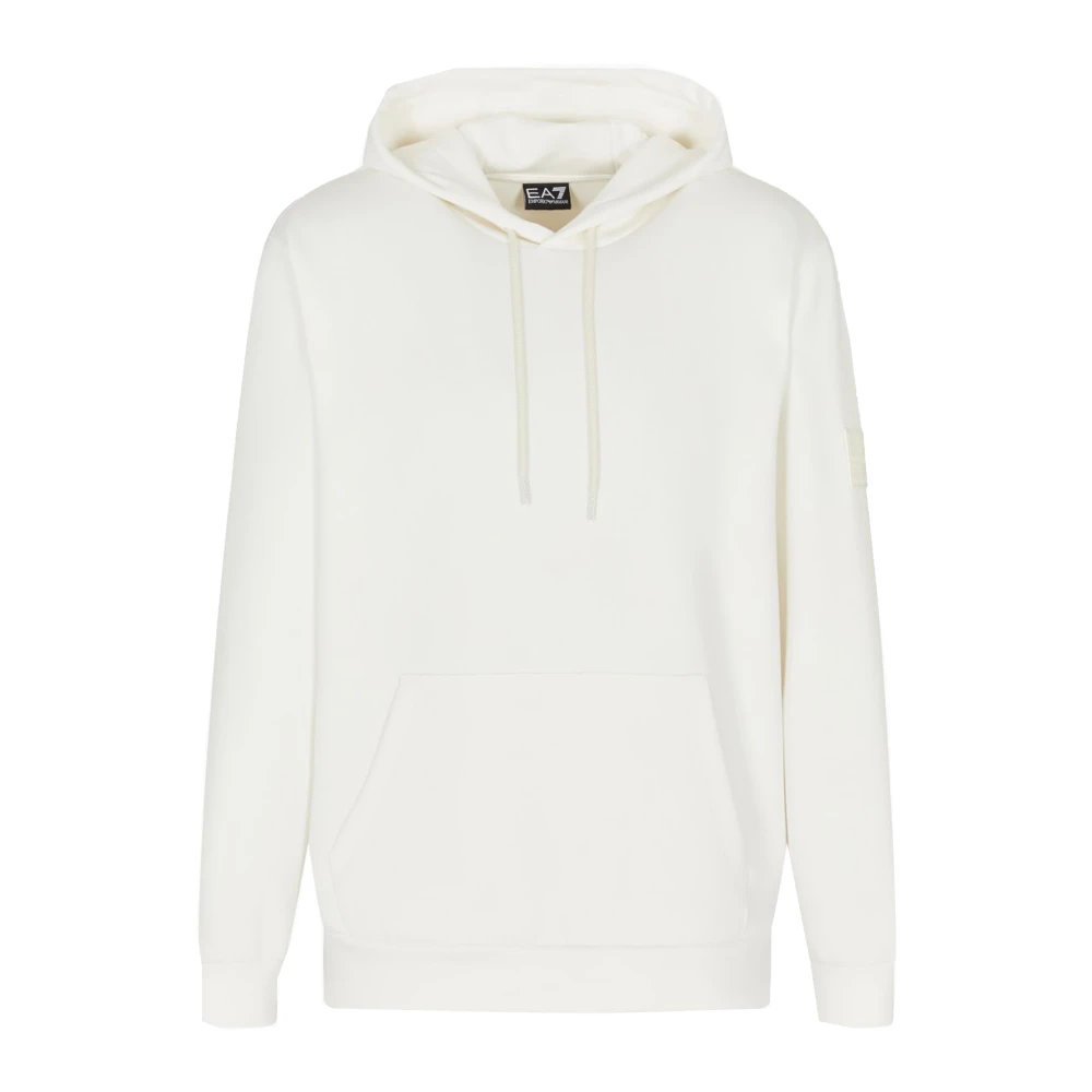 Emporio Armani Ea7 White Hoodies, Male, 2XS, Core Identity Hooded Sweatshirt
