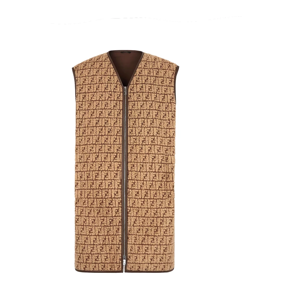 Fendi Beige Wol Kasjmier Vest Aw23 Beige Heren