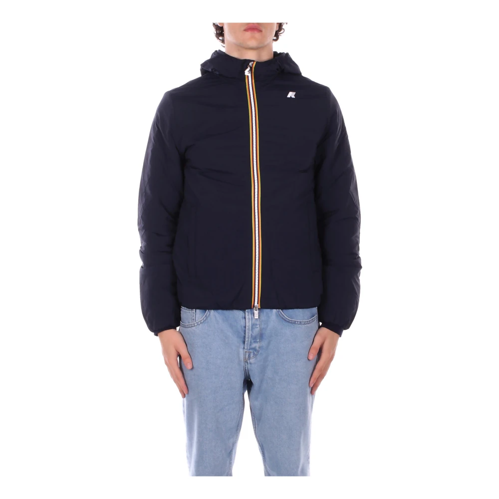 K-Way Men's Blue Giubbotto Con Cappuccio