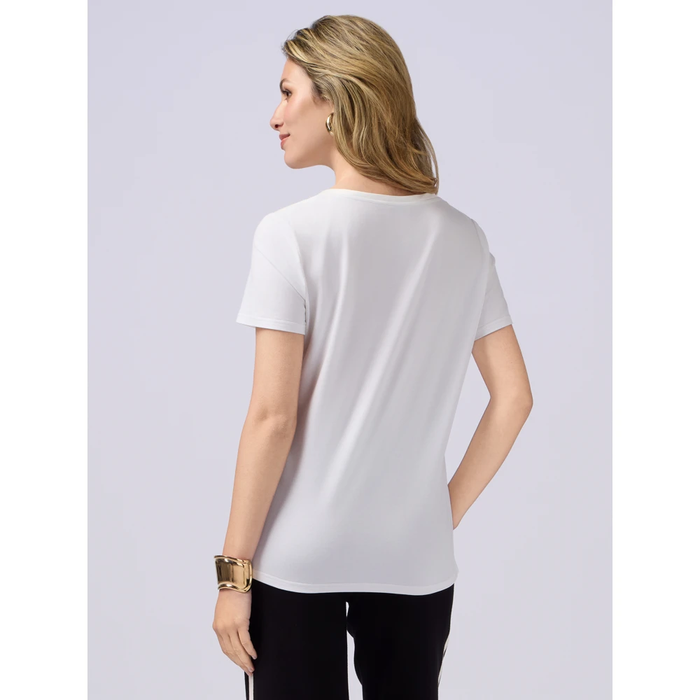 Oltre T-shirt gemaakt van twee verschillende materialen White Dames