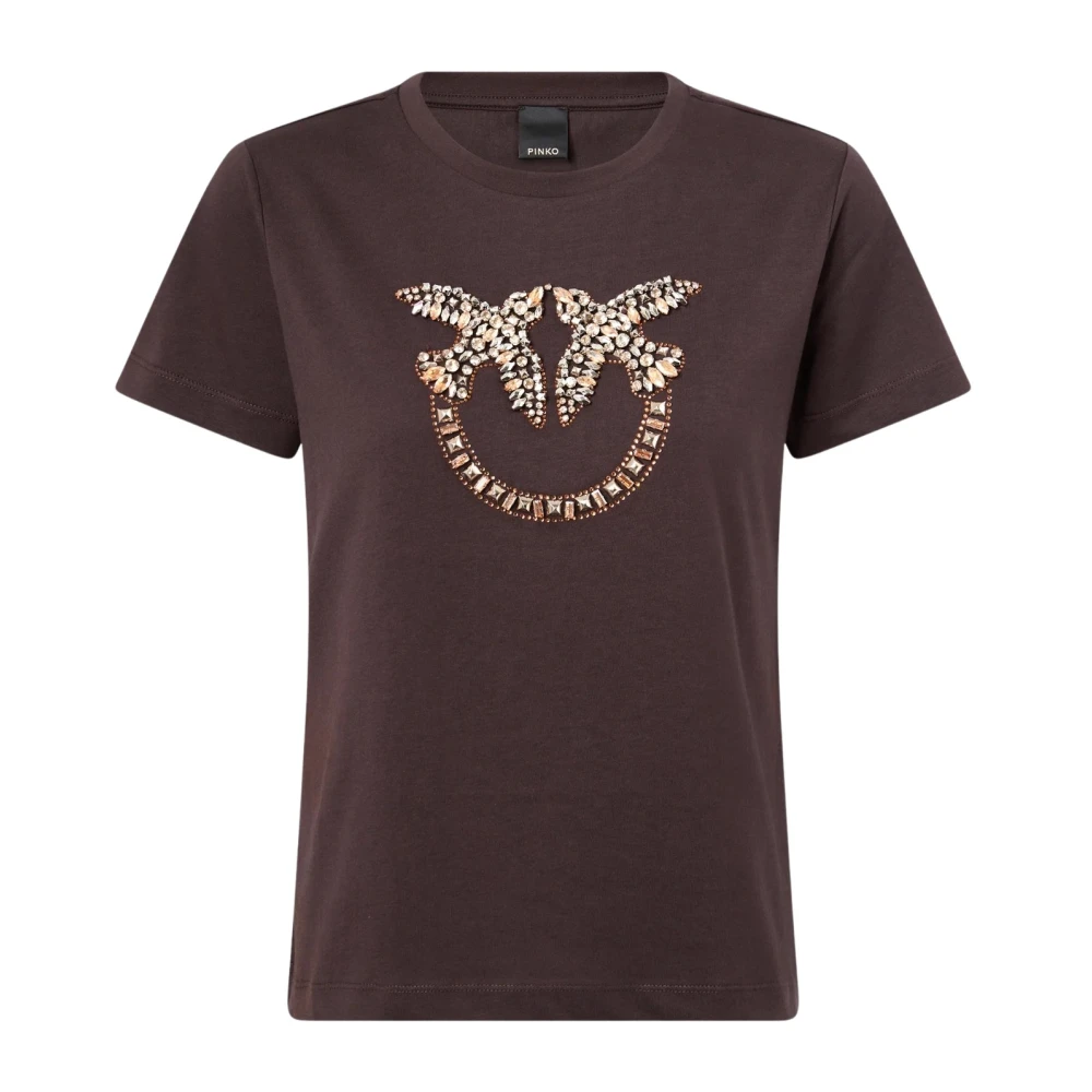 Pinko Love Birds T-Shirt - Female - T-Shirts - Brown - Xs - Tops - Image 2