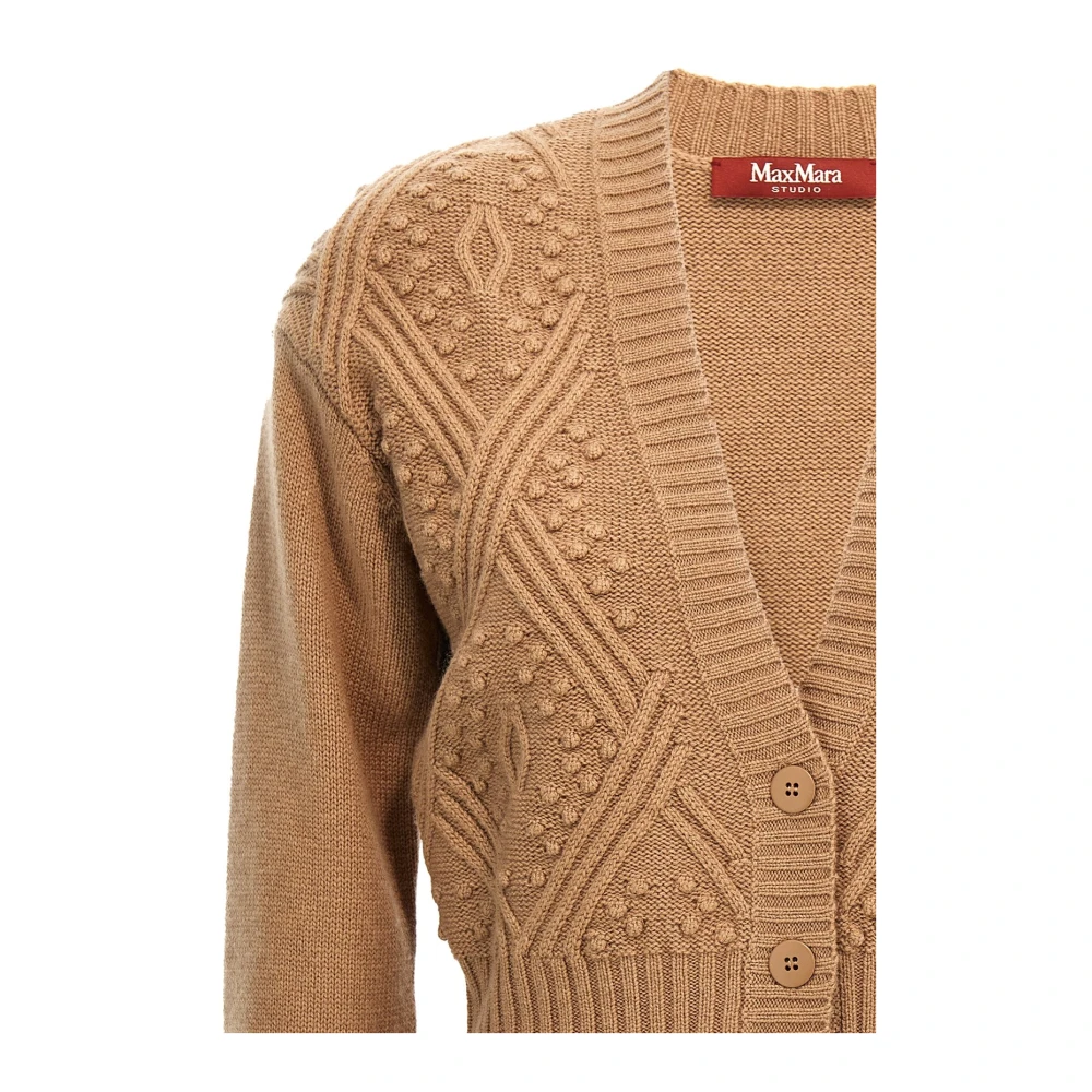 Max Mara Studio Bruine Cardigan Lella in Kamelenhaar Brown Dames