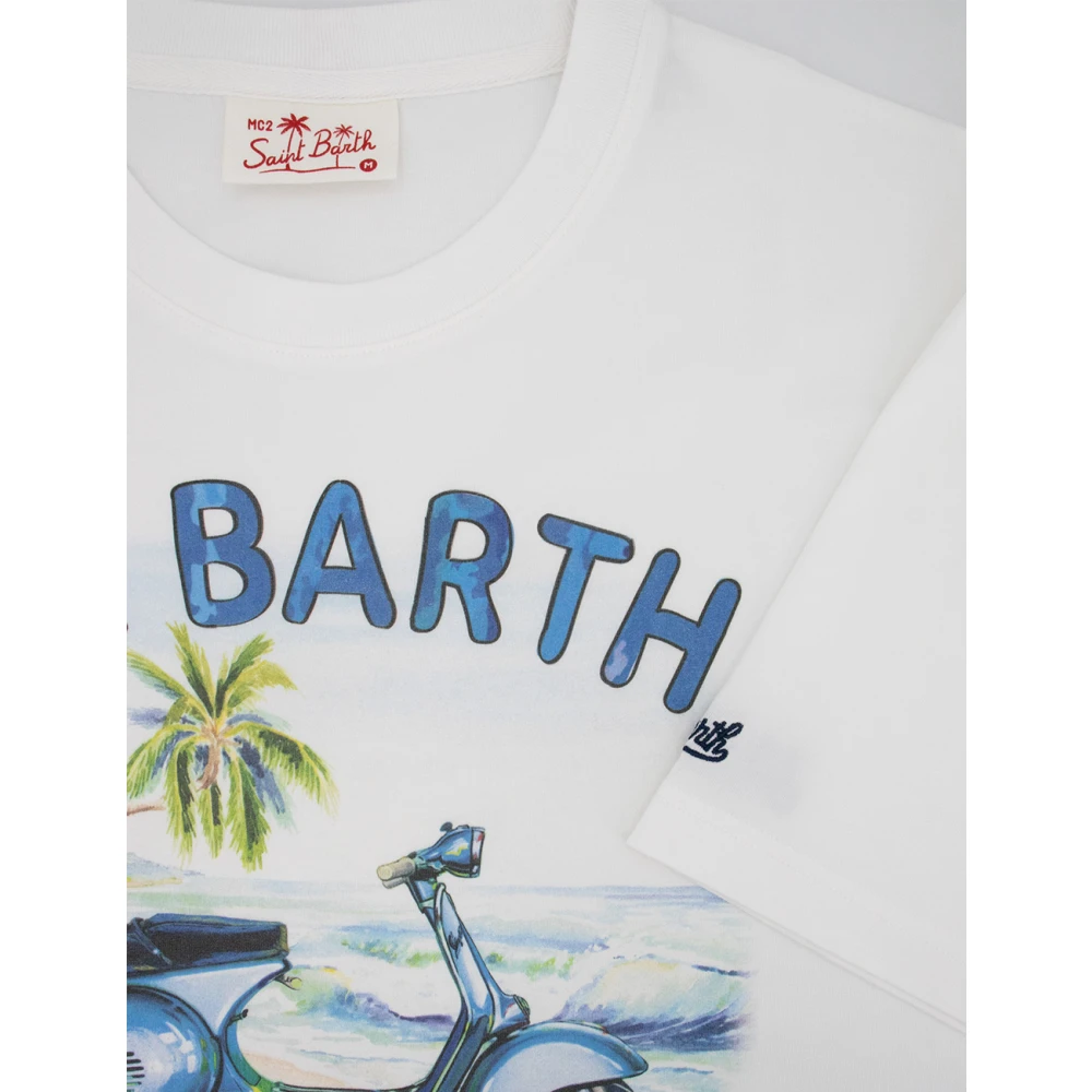 MC2 Saint Barth Zomer Katoenen T-shirt met Voorprint White Heren