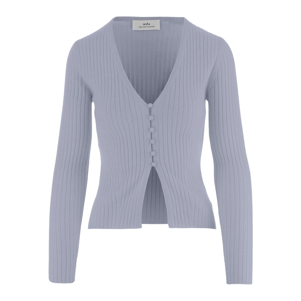 Arch4 Women's Blue V-Neck Cashmere Cardigan - Cashmere Knitwear - Xs - Knitwear