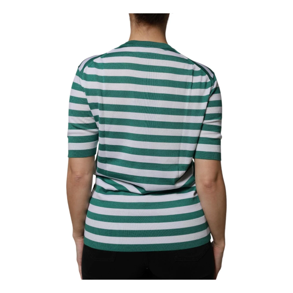 Dolce & Gabbana Gestreept Blad Crew Neck T-shirt Multicolor Dames
