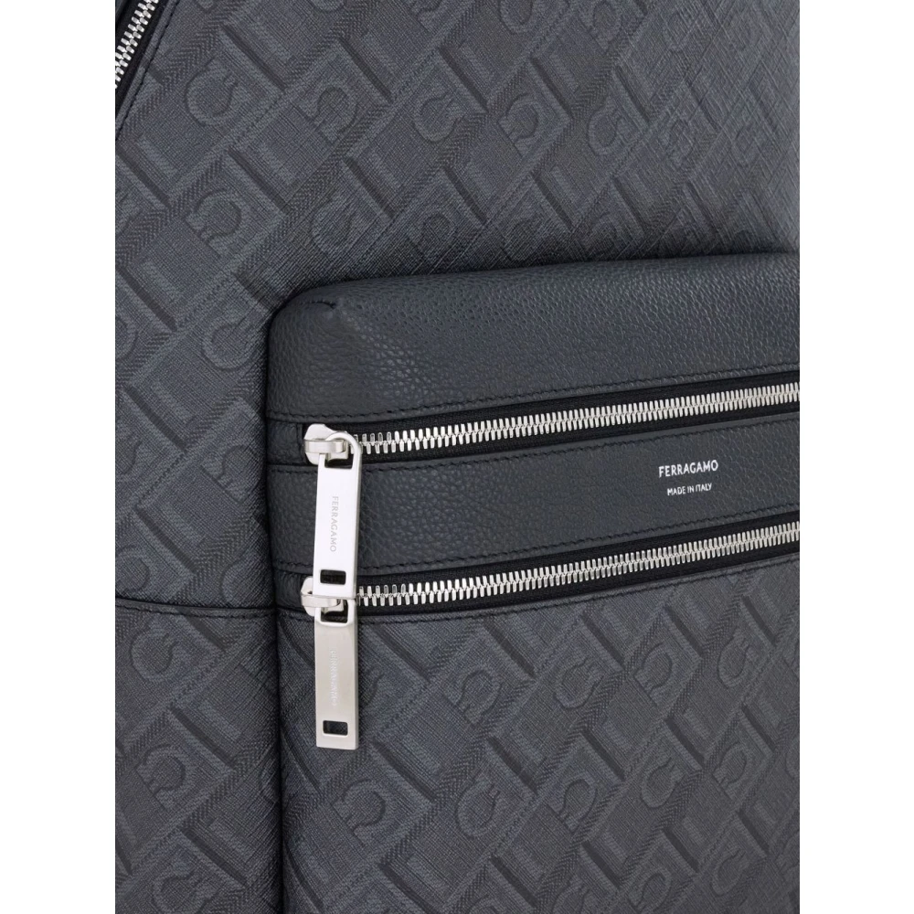 Salvatore Ferragamo Zwarte Gancini Patroon Rugzak Black Heren