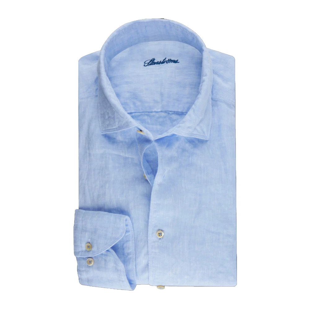 Stenströms Blauw Linnen Overhemd Blue Heren