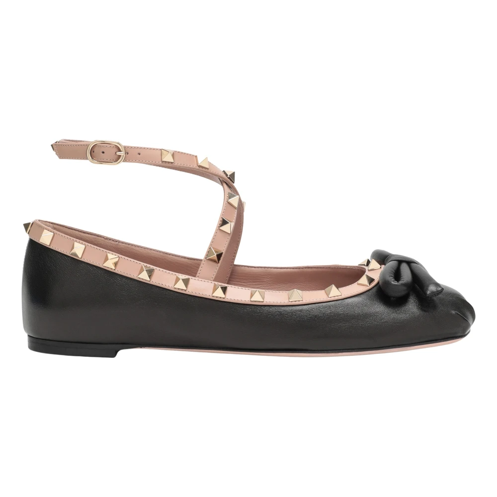 Valentino Garavani Rockstud Spetsig Ballerinaskor Black, Dam