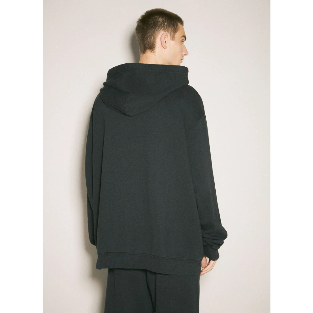 MM6 Maison Margiela Gedistresseerde Katoenen Sweat Jacket Capuchon Rits Black Heren