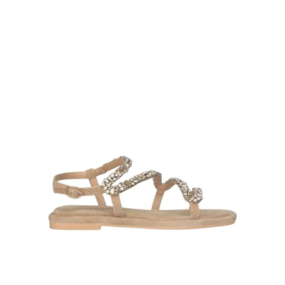 Firkantet tå rhinestone rem sandal