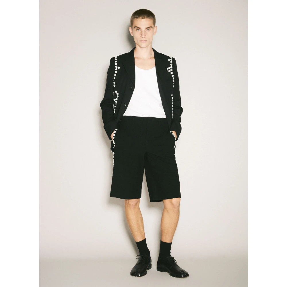 Comme des Garçons Knoop-Verfraaide Wollen Shorts Black Heren