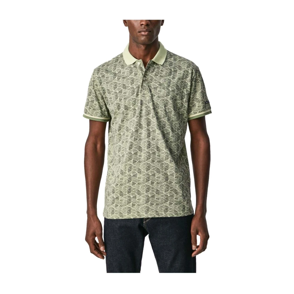Pepe Jeans Polo met Botanische Print Geometrische Pasvorm Green Heren