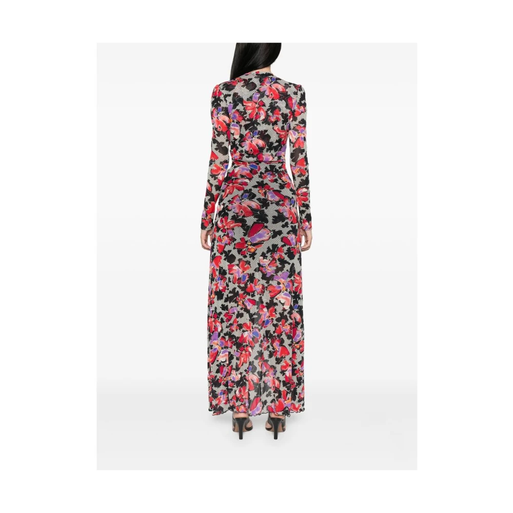 Diane Von Furstenberg Bloemen Mesh V-hals Jurk Multicolor Dames