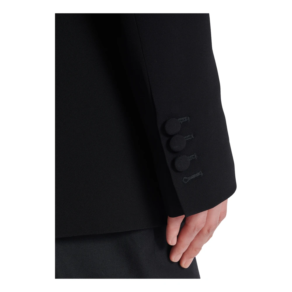 Balmain 1-knoops jas met geborduurde palmboomkraag Black Heren