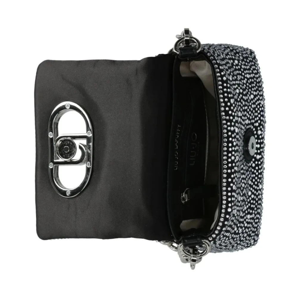 Liu Jo Puffy Satijnen Schoudertas met Strass Black Dames