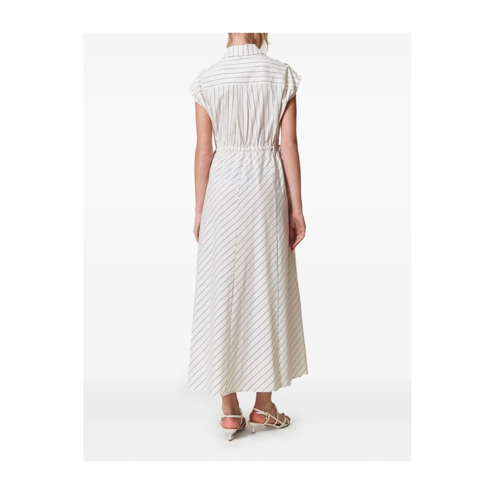 Twinset Witte Streep Print Jurk met Zakken White Dames