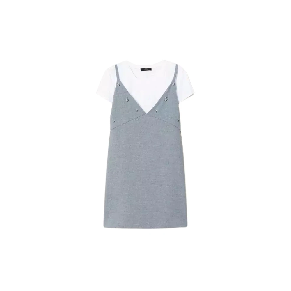 Twinset Grijze Jurk met Handgeborduurde Details Gray Dames