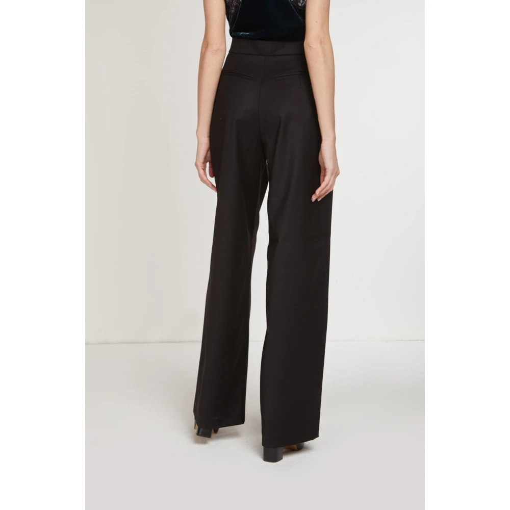 Nineminutes Wijde Pijp Zwarte Smocked Broek Black Dames