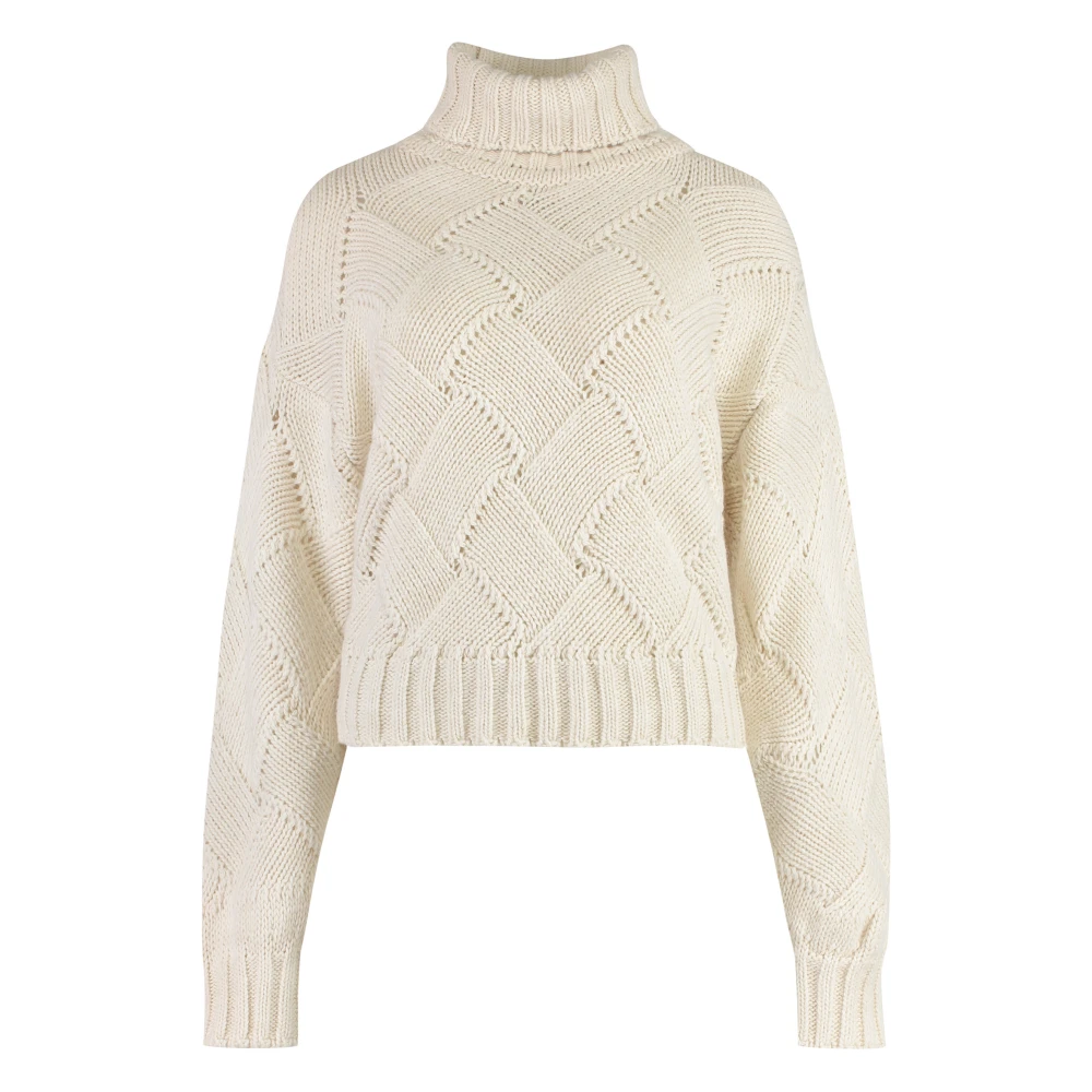 MVP wardrobe Geribbelde Turtleneck Sweater Beige Dames